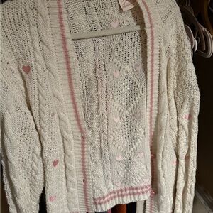 Taylor Swift White and Pink Heart Cardigan